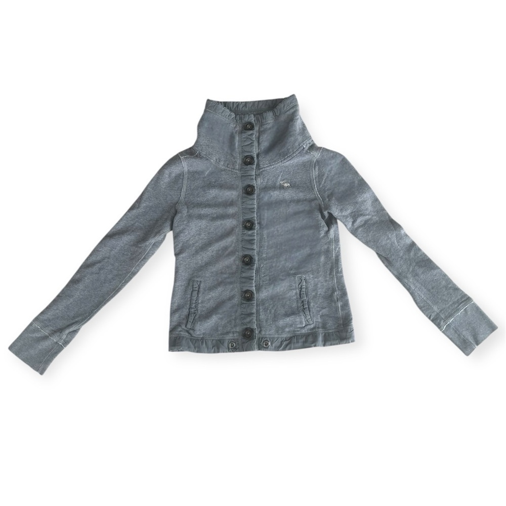 Abercrombie & Fitch Vintage Gray Button Down Cowl Neck Sweater - Picture 2 of 8